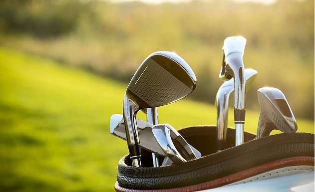 Golf clubs ready for a round in Gaylord, Michigan